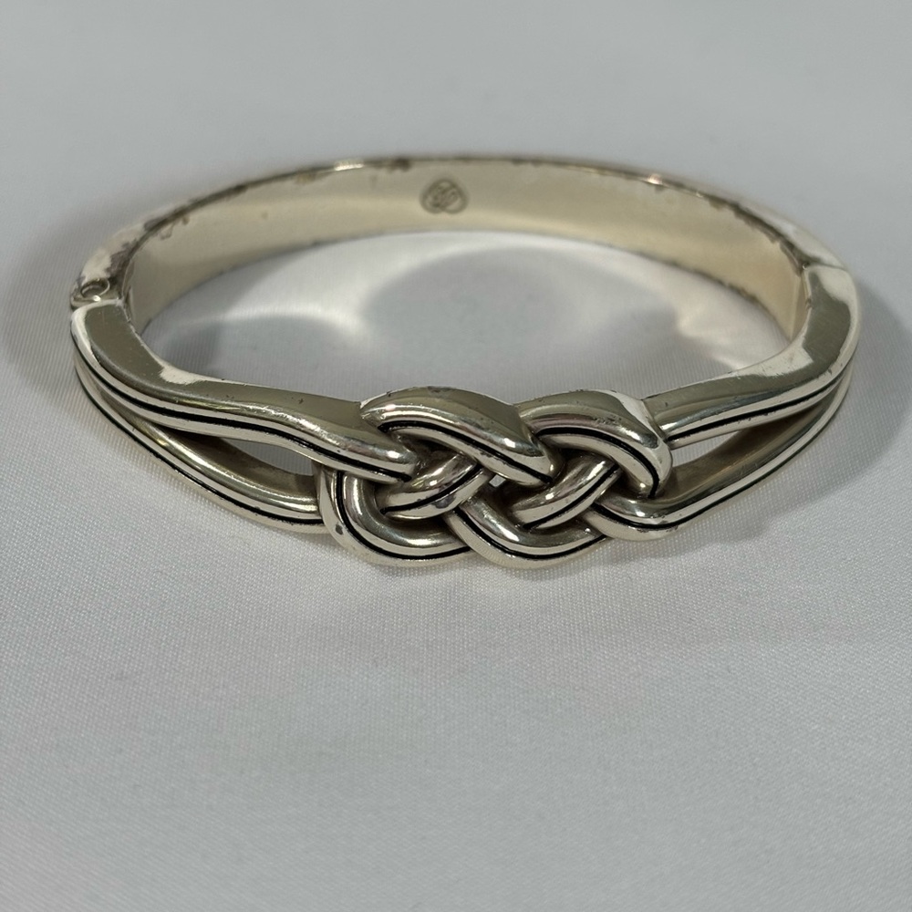 Brighton Vintage Silver Plated  Celtic-Inspired Hinged Bangle Bracelet